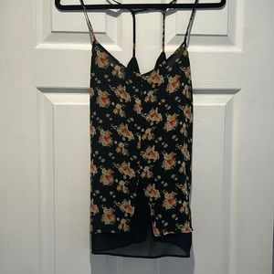 Black Orange Red Floral Tank Top